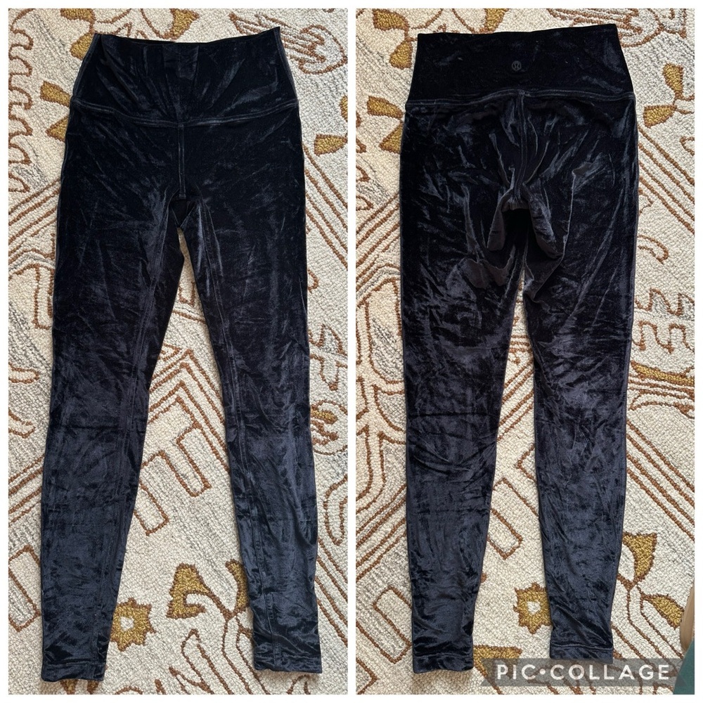 NWOT Lululemon Wunder Lounge High-Rise Tight 28" *Crushed Velvet BLACK sz 6